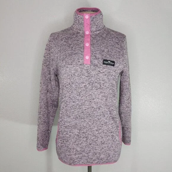 Simply Southern Womens Medium Pullover Pink Heather Fleece Sweatshirt 1/4 Snap - Picture 1 of 13